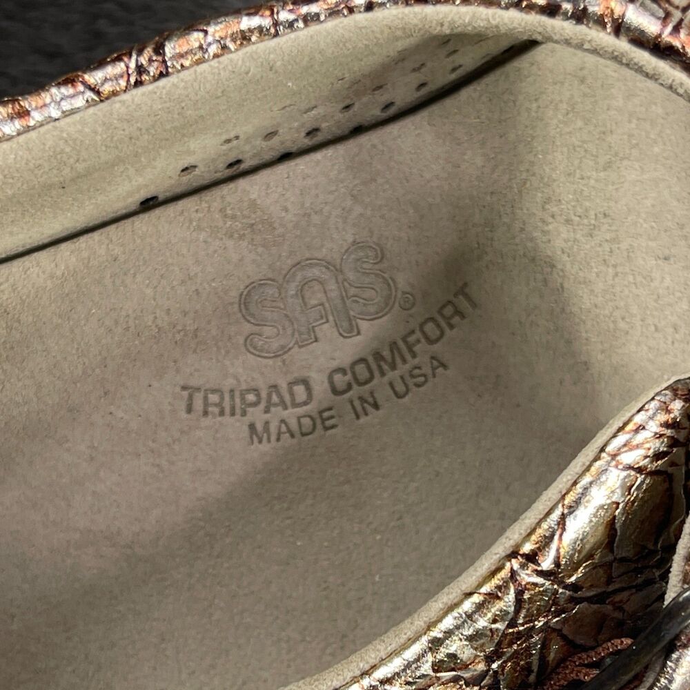 SAS Sandals Women 10 Bronze Ginger Metallic Crackle Comfort Slingback - Picture 9 of 9